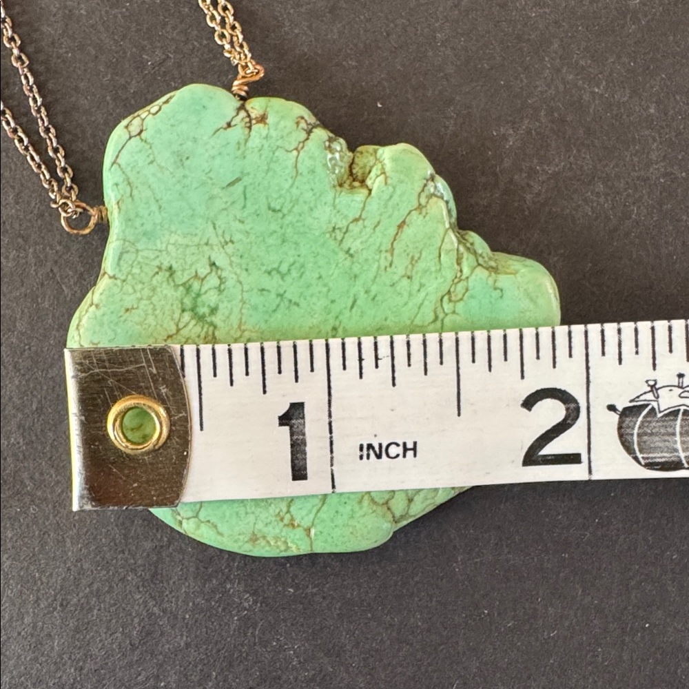 Vintage Turquoise Slab Pendant Necklace - Picture 6 of 15